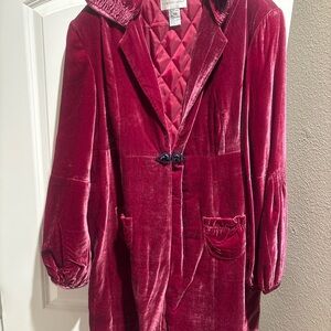 Burgundy Velvet Jacket – Quilted Lining, Romantic Boho Style
